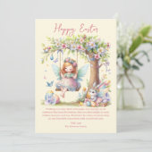 Waterverf paaslente fee feestdagenkaart (Staand voorkant)