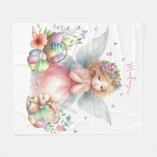 Waterverf paaslente fee fleece deken (Voorkant (Horizontaal))