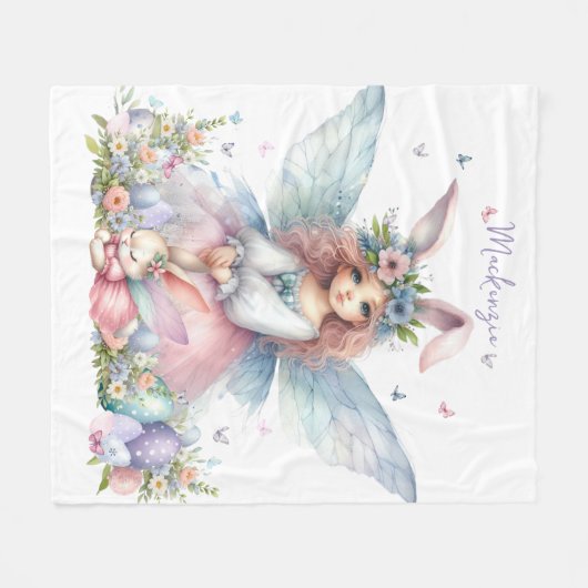 Waterverf paaslente fee fleece deken (Voorkant (Horizontaal))