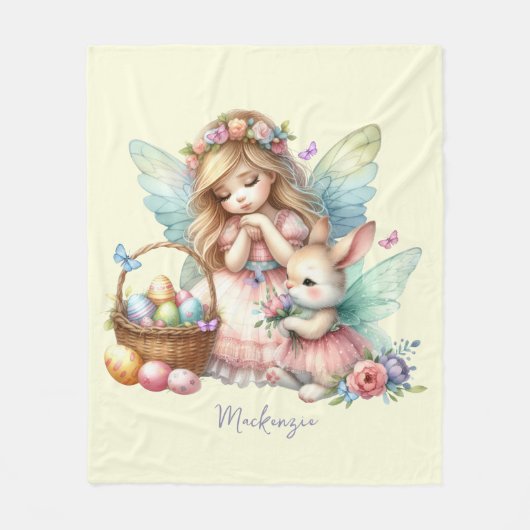 Waterverf paaslente fee fleece deken (Voorkant)