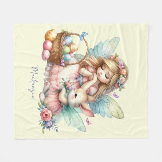 Waterverf paaslente fee fleece deken (Voorkant (Horizontaal))