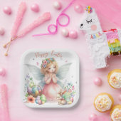 Waterverf paaslente fee papieren bordje (Feest)