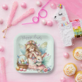 Waterverf paaslente fee papieren bordje (Feest)