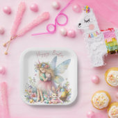 Waterverf paaslente fee papieren bordje (Feest)