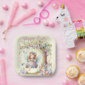 Waterverf paaslente fee papieren bordje (Feest)