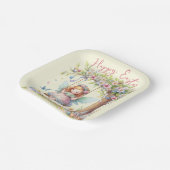 Waterverf paaslente fee papieren bordje (Gebogen)