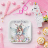 Waterverf paaslente fee papieren bordje (Feest)