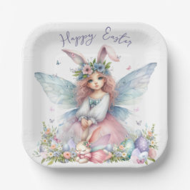 Waterverf paaslente fee papieren bordje