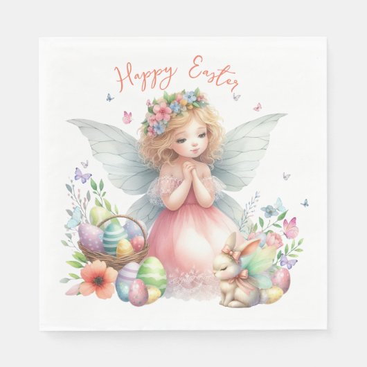 Waterverf paaslente fee servet (Voorkant)