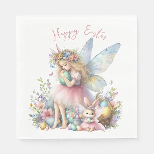 Waterverf paaslente fee servet (Voorkant)