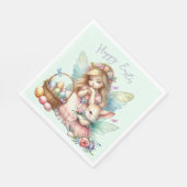 Waterverf paaslente fee servet (Hoek)