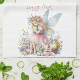 Waterverf paaslente fee theedoek