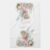 Waterverf paaslente fee theedoek (Verticaal)