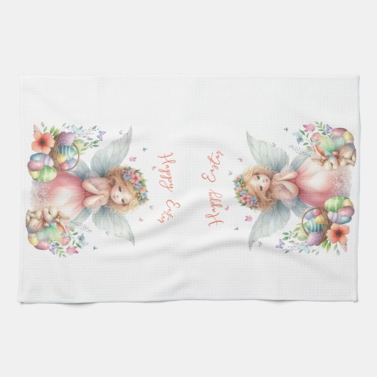 Waterverf paaslente fee theedoek (Horizontaal)