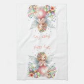 Waterverf paaslente fee theedoek (Verticaal)