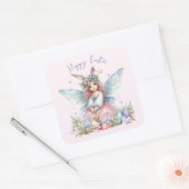 Waterverf paaslente fee vierkante sticker (Envelop)