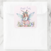 Waterverf paaslente fee vierkante sticker (Tas)