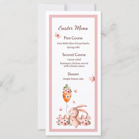 Waterverf paasmap met ballonmenu (Voorkant)