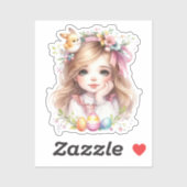 Waterverf Paasmeisje Sticker (Vel)