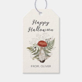 Waterverf Paddenstoel Botanische Gelukkige Hallowe Cadeaulabel