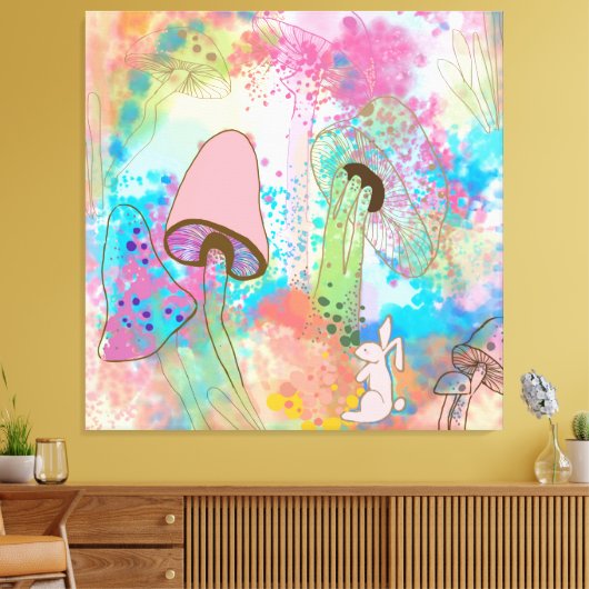 Waterverf paddenstoel canvas afdruk (Insitu (Woonkamer))
