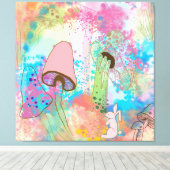 Waterverf paddenstoel canvas afdruk (Insitu (Houten vloer))