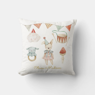 Waterverf Paddenstoel en Baby Speelgoed Whimsical Kussen