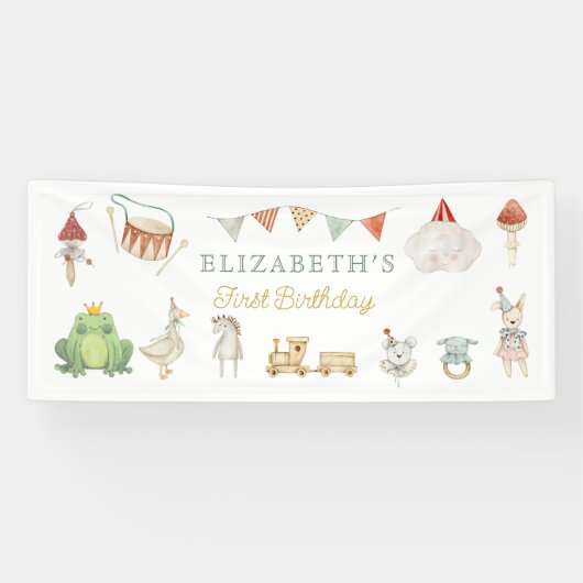 Waterverf Paddenstoel kikker Baby Speelgoed Verjaa Spandoek (Horizontaal)