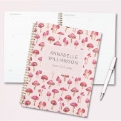 Waterverf paddenstoel roze patroon planner