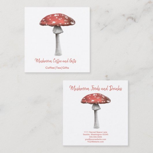 Waterverf Paddenstoel Visitekaartje (Voorkant / Achterkant)