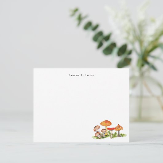 Waterverf Paddenstoelen bos Flat Dank u Bedankkaart (Staand voorkant)