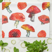 Waterverf paddenstoelen Cute herfstpatroon Theedoek (Gevouwen)