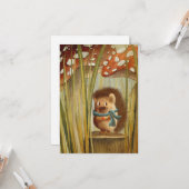 Waterverf paddenstoelen  Egel in bos Kaart (Voorkant / Achterkant in situ)