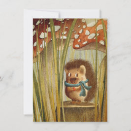 Waterverf paddenstoelen  Egel in bos Kaart