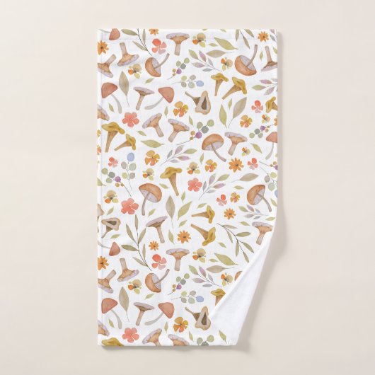 Waterverf Paddenstoelen en bloemen Bad Handdoek (Handdoek)