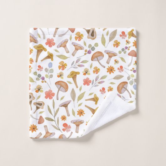 Waterverf Paddenstoelen en bloemen Bad Handdoek (Wasdoekje)
