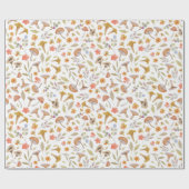 Waterverf Paddenstoelen en bloemen Cadeaupapier (Vlak)