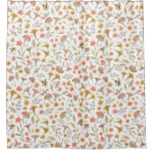 Waterverf Paddenstoelen en bloemen Douchegordijn (Voorkant)