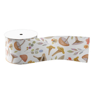 Waterverf Paddenstoelen en bloemen Grosgrain Lint