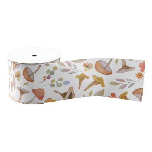 Waterverf Paddenstoelen en bloemen Grosgrain Lint (Spoel)