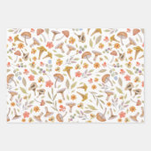 Waterverf Paddenstoelen en bloemen Inpakpapier Vel (Voorkant)