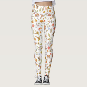 Waterverf Paddenstoelen en bloemen Leggings