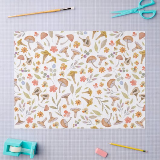 Waterverf Paddenstoelen en bloemen Tissuepapier (Craft)