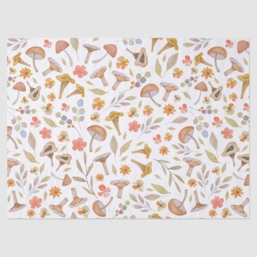 Waterverf Paddenstoelen en bloemen Tissuepapier (Voorkant)