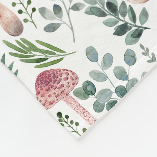 Waterverf Paddenstoelen en grijze bladeren  Fleece Deken (Hoek)