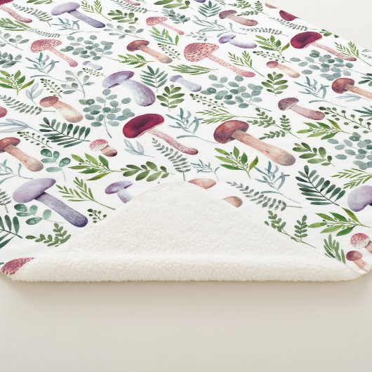 Waterverf Paddenstoelen en grijze bladeren Sherpa Deken (3/4)