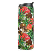 Waterverf paddenstoelen en groen ijzerpatroon thermosbeker (Gedraaid links)