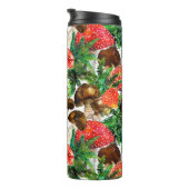 Waterverf paddenstoelen en groen ijzerpatroon thermosbeker (Geroteerd rechts)