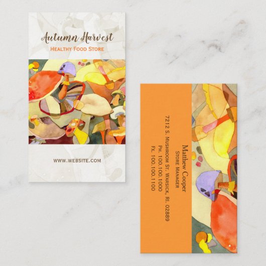 Waterverf paddenstoelen Gezondheidsvoeding Visitekaartje (Voorkant / Achterkant)