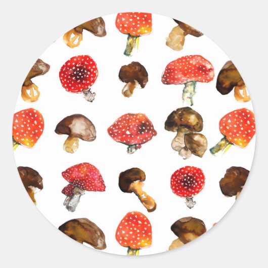 Waterverf paddenstoelen Het patroon van de herfst  Ronde Sticker (Voorkant)